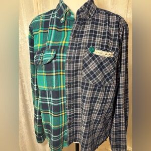 Classic plaid flannel mash-up for casual occasions. Unique and one of a kind!